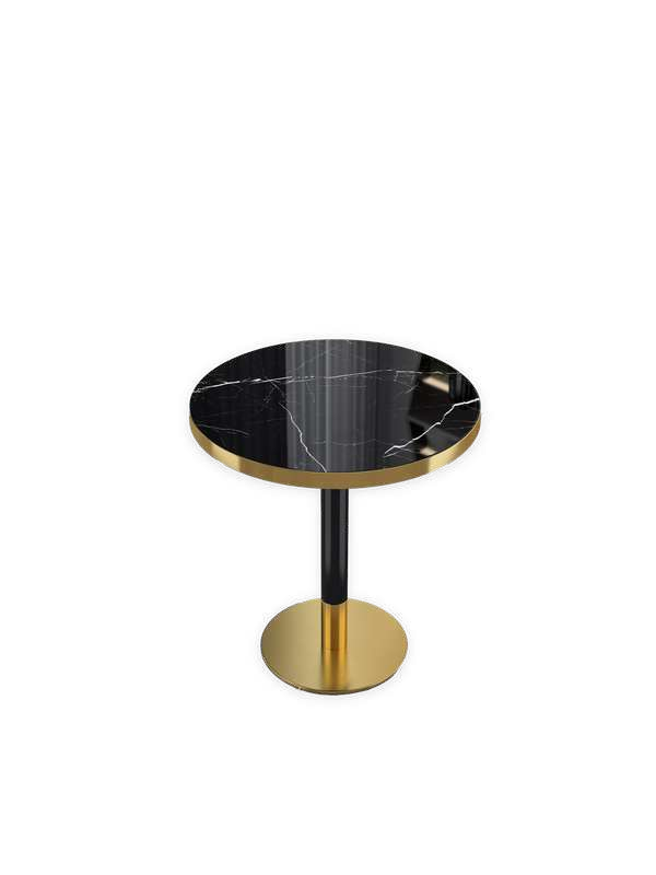Sobre de mesa piedra sinterizada negro brillo con canto oro - Imagen 2