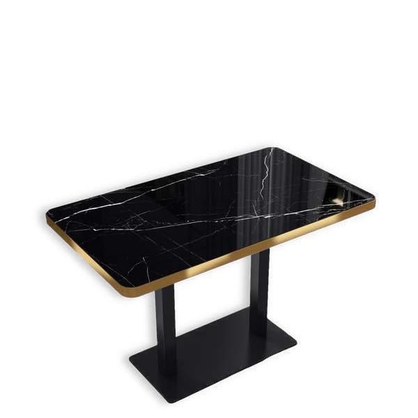 Sobre de mesa piedra sinterizada negro brillo con canto oro