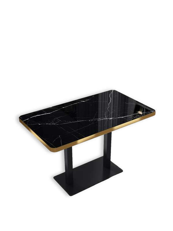 Sobre de mesa piedra sinterizada negro brillo con canto oro