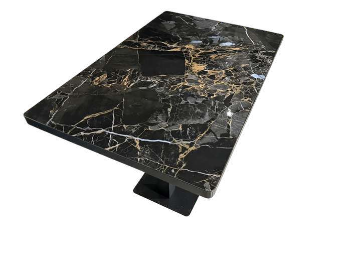 Sobre de mesa piedra sinterizada negro brillo con canto natural - Imagen 2