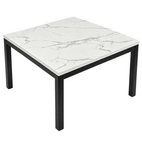 Mesa exterior apilable imitación mármol blanco