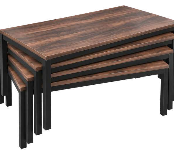 Mesa exterior apilable imitación nogal