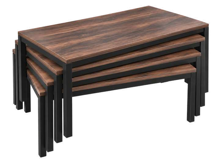 Mesa exterior apilable imitación nogal